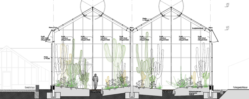 New Greenhouses for Succulents and Cacti (links to german page)